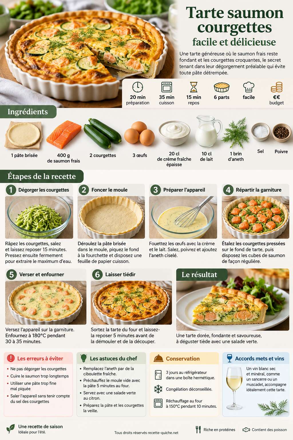 Fiche recette Recette tarte saumon courgettes facile et délicieuse Fiche recette Recette tarte saumon courgettes facile et délicieuse
