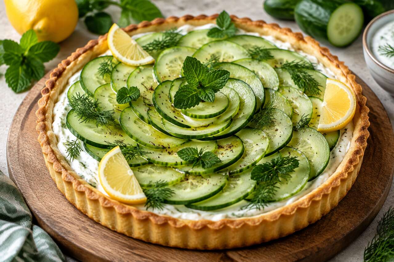 Tarte au concombre et tzatziki : recette facile et fraîche
