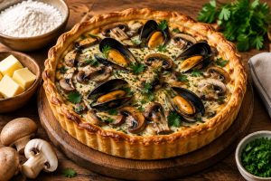 Tarte aux moules et champignons : recette savoureuse