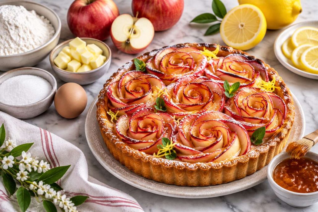 Tarte aux pommes bouquet de roses : recette facile et élégante