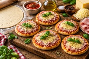 Mini-pizzas au jambon blanc et gruyère : recette facile et rapide