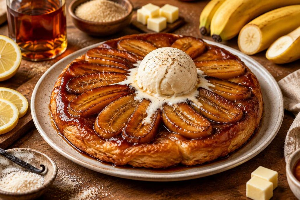 Tarte Tatin aux bananes caramélisées au rhum