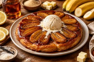 Tarte Tatin aux bananes caramélisées au rhum