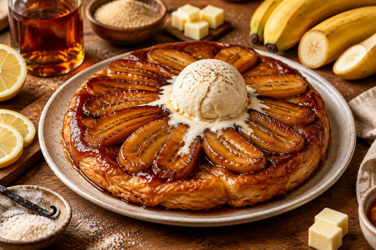 Tarte Tatin aux bananes caramélisées au rhum