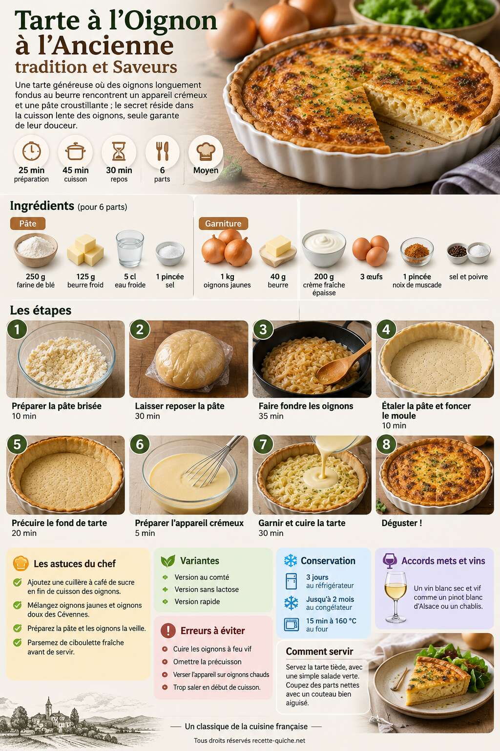 Fiche recette Recette Tarte &agrave; l'Oignon &agrave; l'Ancienne : tradition et Saveurs