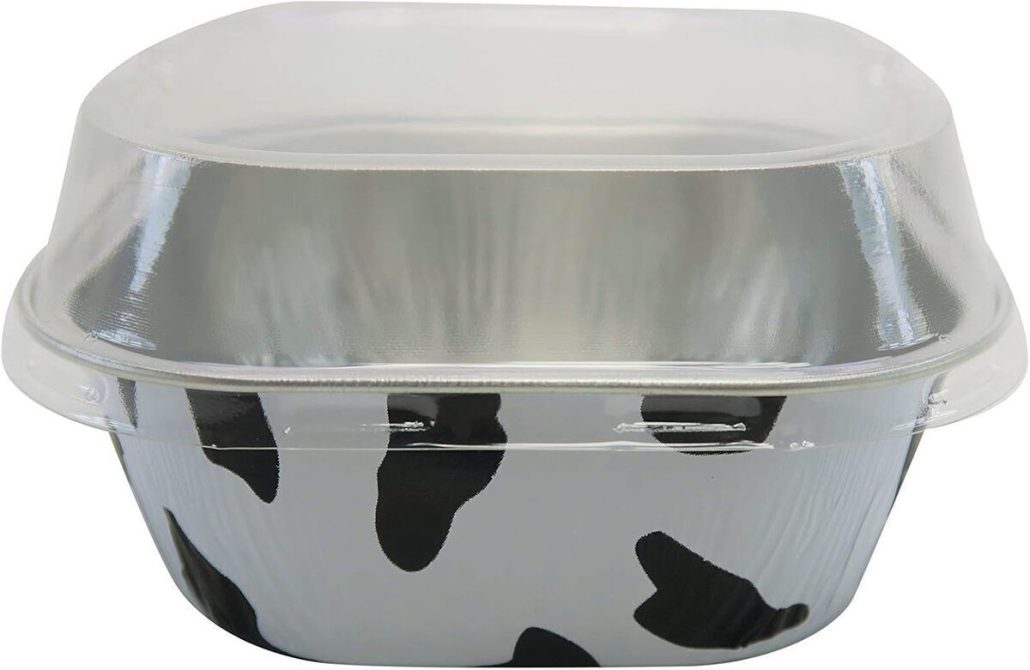 Test des raviers jetables KitchenDance ALU6P 3" imprimé vache