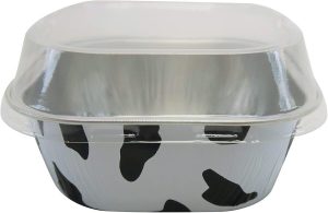 Test des raviers jetables KitchenDance ALU6P 3" imprimé vache