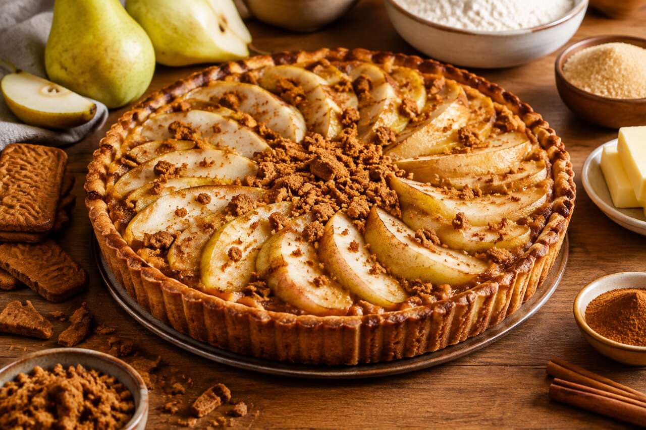 Tarte poire spéculoos de Maud Lebœuf : la recette gourmande