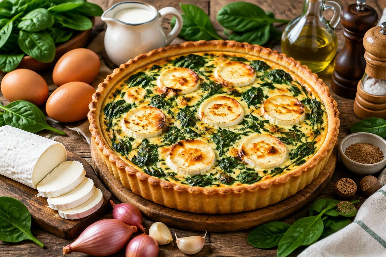 Quiche légère épinard chèvre : recette savoureuse
