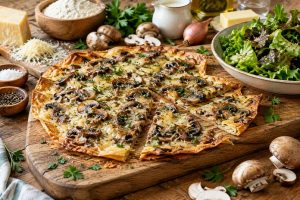 Tarte fine aux champignons et au Comté : recette gourmande