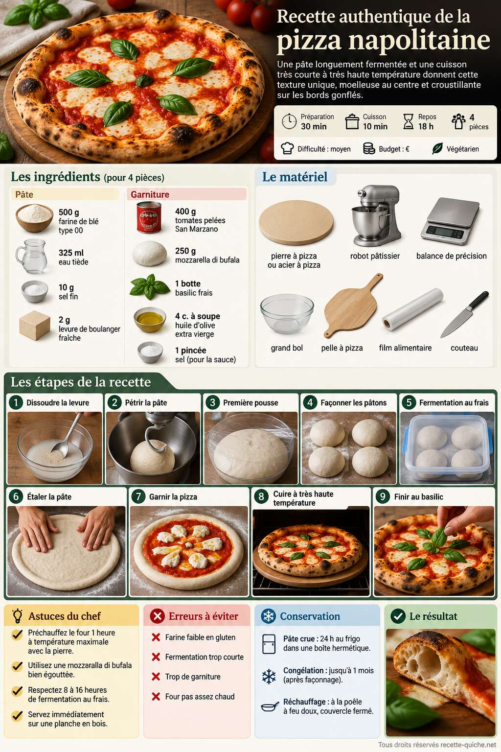 Fiche recette Recette authentique de la pizza napolitaine Fiche recette Recette authentique de la pizza napolitaine