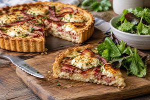 Tarte gratinée au bacon et chèvres