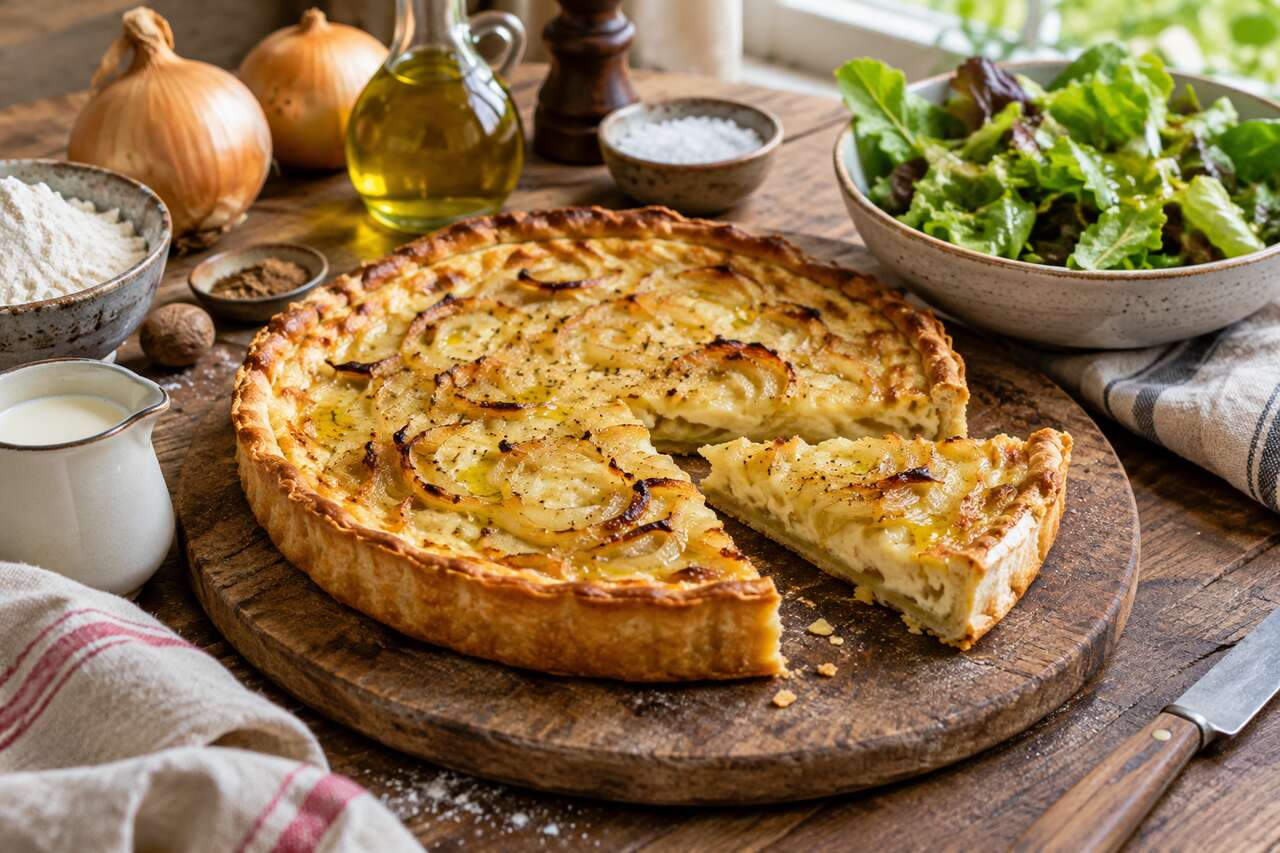 Recette de tarte à l'oignon et huile d'olive