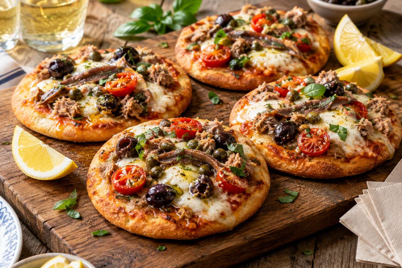 Mini pizzas à la tapenade de thon et citron