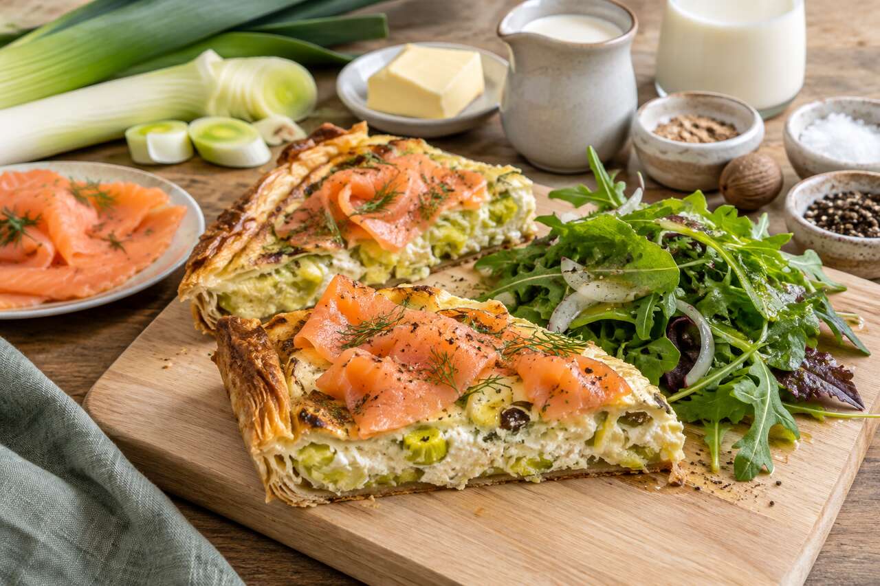 Tarte au saumon fumé et poireaux : recette facile et savoureuse