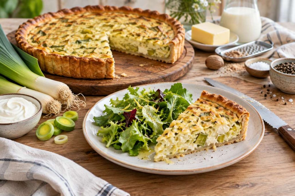 Recette authentique : tarte aux poireaux à la crème fraîche
