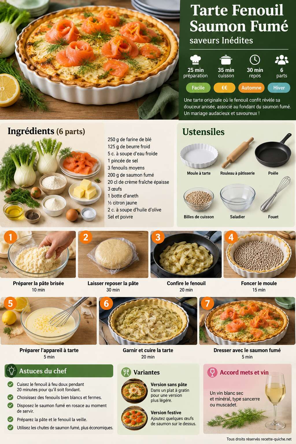 Fiche recette Recette Tarte Fenouil Saumon Fumé : saveurs Inédites Fiche recette Recette Tarte Fenouil Saumon Fumé : saveurs Inédites